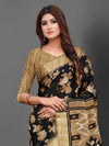 Saree Mall Women's Cotton Blend Black Printed Designer Saree With Blouse Piece-LNSTN169D