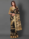 Saree Mall Women's Cotton Blend Black Printed Designer Saree With Blouse Piece-LNSTN169D