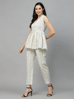 Women Solid Standard Off White Jumpsuits & Sets