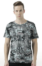 Huetrap White Mens Short Sleeve Graphic Printed Tshirt-HT17MKGRAWHT00913