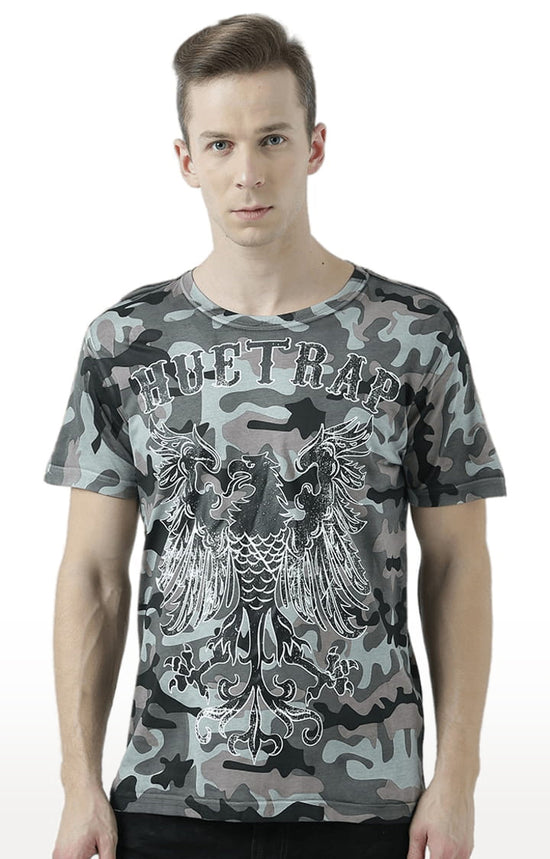 Huetrap White Mens Short Sleeve Graphic Printed Tshirt-HT17MKGRAWHT00913