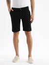 Men Geometric Black Denim Shorts-LS-925-10-Black