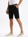 Men Geometric Black Denim Shorts-LS-925-10-Black