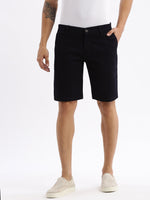 Men Geometric Navy Blue Denim Shorts-LS-925-14-Navyblue