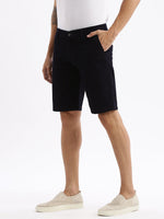 Men Geometric Navy Blue Denim Shorts-LS-925-14-Navyblue