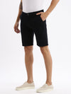 Men Solid Navy Blue Denim Shorts-LS-925-18-Navyblue