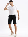 Men Solid Navy Blue Denim Shorts-LS-925-18-Navyblue