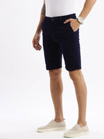 Men Abstract Navy Blue Denim Shorts-LS-925-4-Navyblue