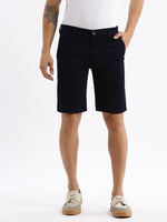 Men Abstract Navy Blue Denim Shorts-LS-925-5-Navyblue