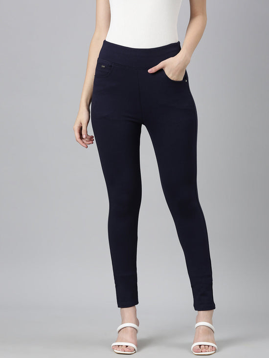 Women Solid Skinny Fit Navy Blue Jegging-LT-J-1870-Navyblue