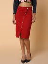 Women Solid Red Pencil Skirt-LT-SKT-102219-Red