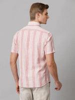 Men Striped Casual Pink Shirt