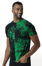 Huetrap Green Mens Short Sleeve Graphic Printed Tshirt-HT17MKGRAGRE00302