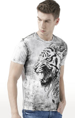 Huetrap White Mens Short Sleeve Graphic Printed Tshirt-HT17MKGRAWHT00650