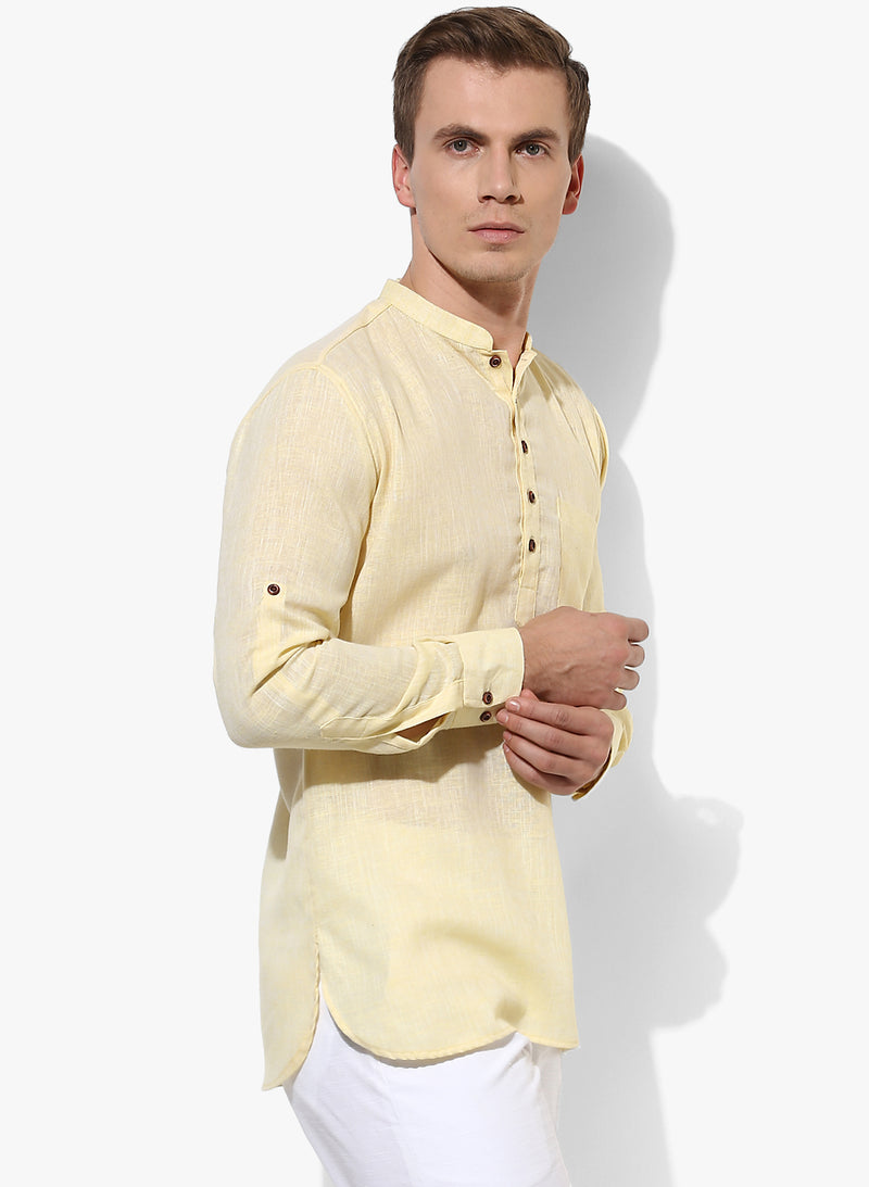 Hangup Men Slim Solid Men's Indian Wear-LemonKurta