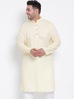 Hangup Men Standard Solid Men's Indian Wear-Lemon_Linen_OnlyLongKurta