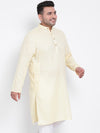 Hangup Men Standard Solid Men's Indian Wear-Lemon_Linen_OnlyLongKurta