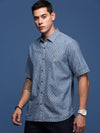 Men Ethnic Motifs Blue Slim Fit Shirt-Levi-2838-Blue