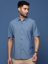 Men Solid Blue Slim Fit Shirt-Levi-2841-Blue