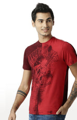 Huetrap Red Mens Short Sleeve Graphic Printed Tshirt-HT16MKGRARED00400