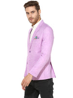 Hangup Men Standard Solid Men Formalwear-LightPurpleLinenBlazer