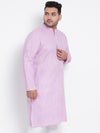 Hangup Men Standard Solid Men's Indian Wear-LightPurple_Linen_OnlyLongKurta