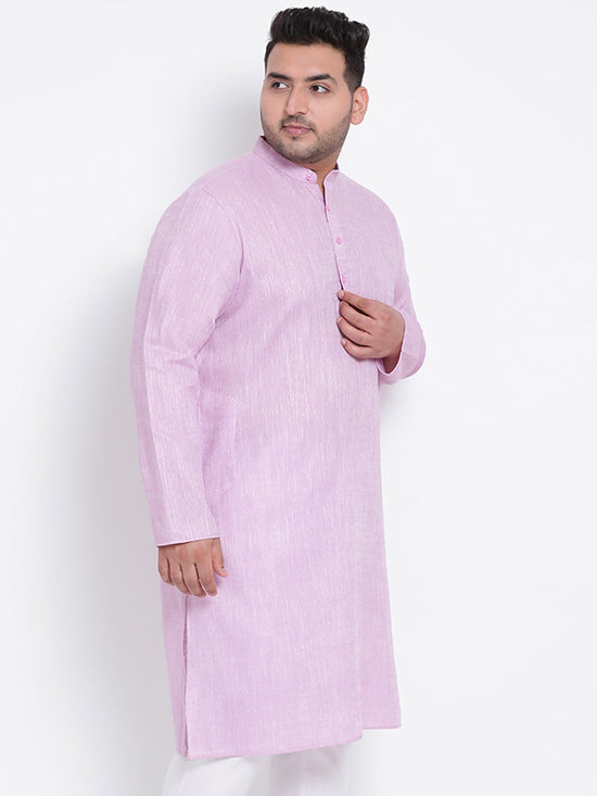 Hangup Men Standard Solid Men's Indian Wear-LightPurple_Linen_OnlyLongKurta