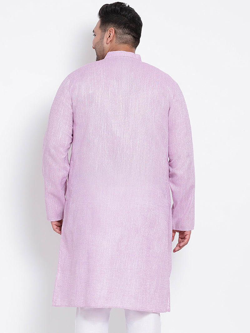 Hangup Men Standard Solid Men's Indian Wear-LightPurple_Linen_OnlyLongKurta