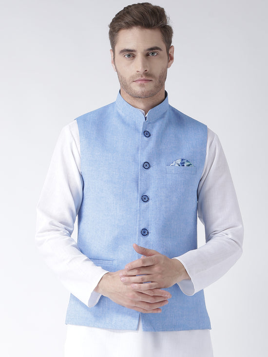 Hangup Men Standard Solid Men's Indian Wear-LinenBasketDARKBLUE