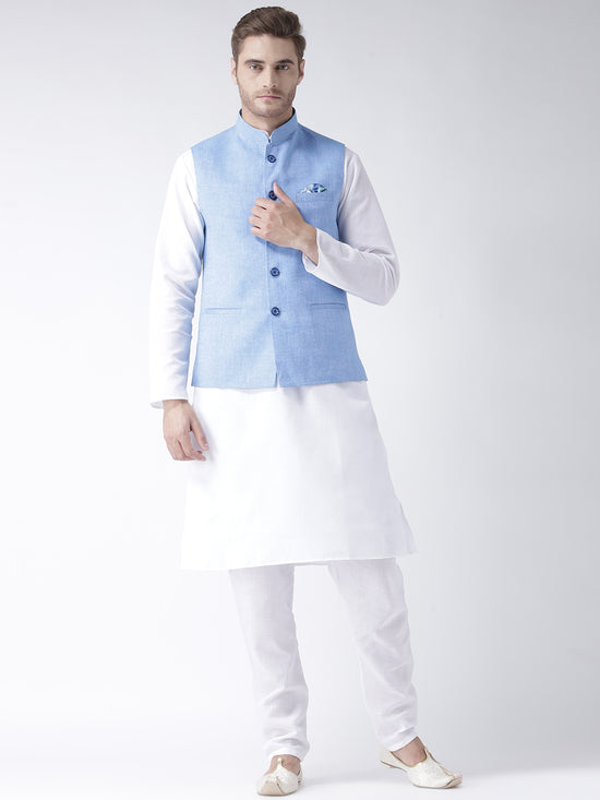 Hangup Men Standard Solid Men's Indian Wear-LinenBasketDARKBLUE