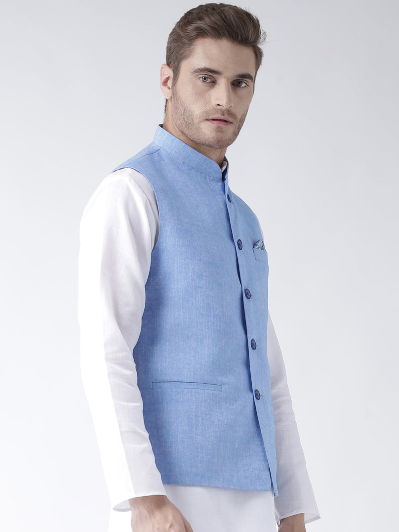 Hangup Men Standard Solid Men's Indian Wear-LinenBasketDARKBLUE