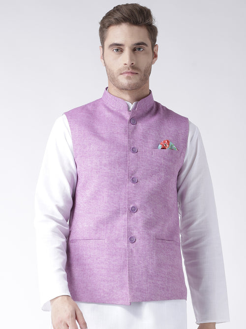 Hangup Men Standard Solid Men's Indian Wear-LinenBasketDARKPurple