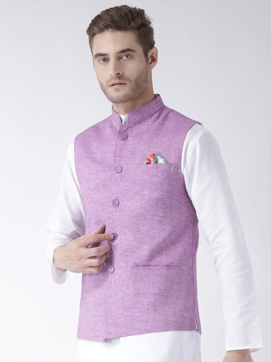 Hangup Men Standard Solid Men's Indian Wear-LinenBasketDARKPurple