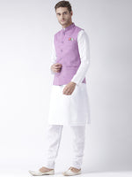 Hangup Men Standard Solid Men's Indian Wear-LinenBasketDARKPurple