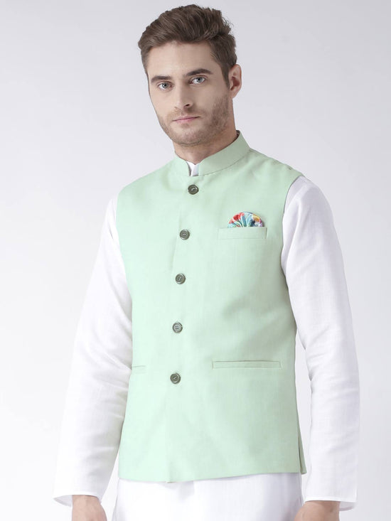 Hangup Men Standard Solid Men's Indian Wear-LinenBasketGreen