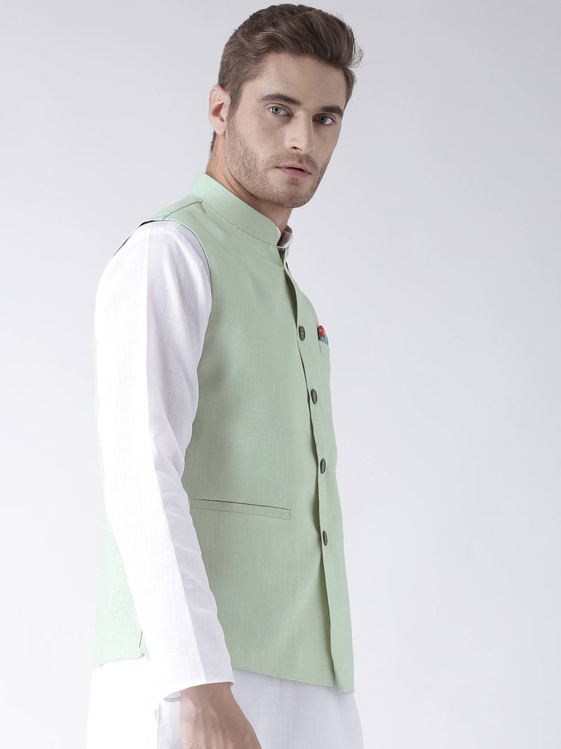 Hangup Men Standard Solid Men's Indian Wear-LinenBasketGreen