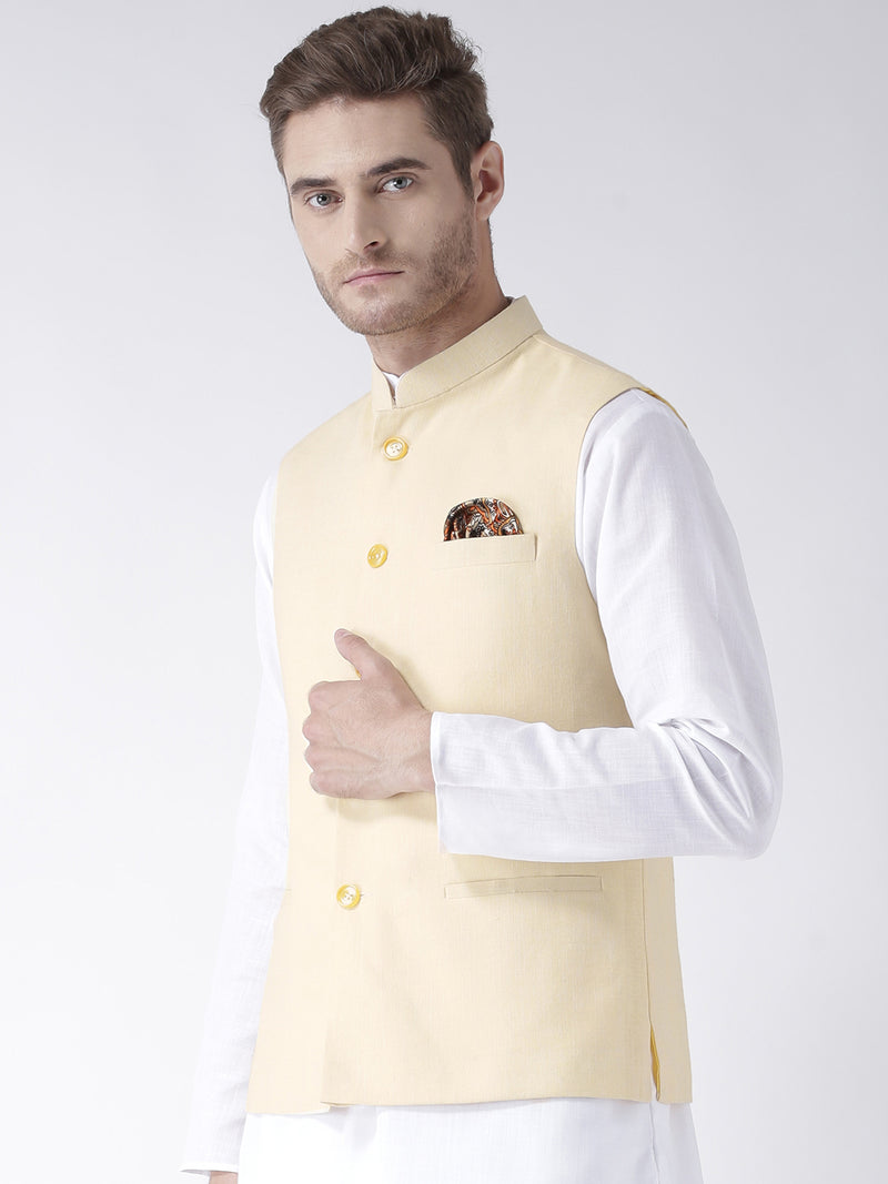 Hangup Men Standard Solid Men's Indian Wear-LinenBasketLemon