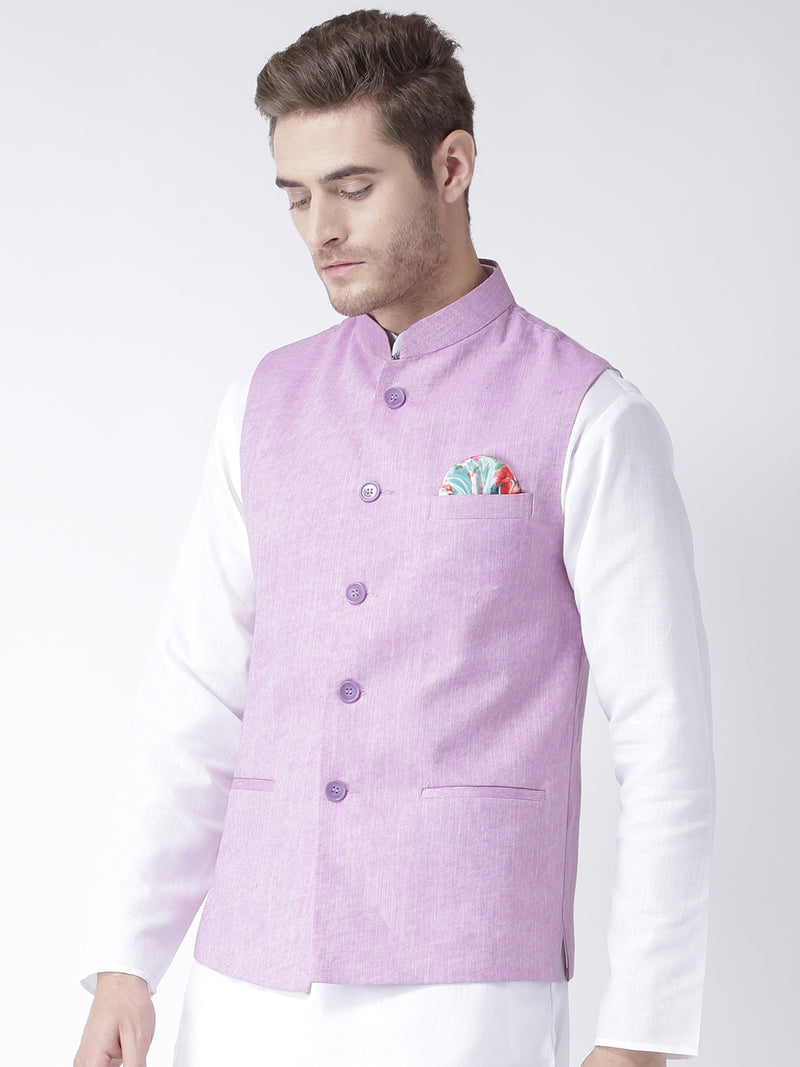 Hangup Men Standard Solid Men's Indian Wear-LinenBasketLightpurple