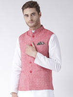 Hangup Men Standard Solid Men's Indian Wear-LinenBasketRed