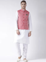 Hangup Men Standard Solid Men's Indian Wear-LinenBasketRed