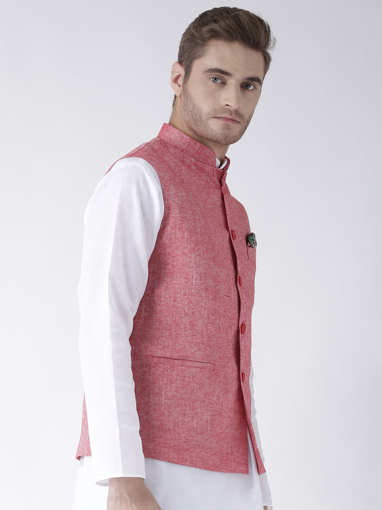 Hangup Men Standard Solid Men's Indian Wear-LinenBasketRed