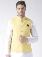 Hangup Men Standard Solid Men's Indian Wear-LinenBasketYellow