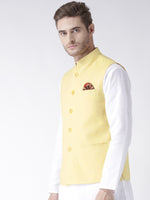 Hangup Men Standard Solid Men's Indian Wear-LinenBasketYellow