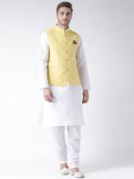 Hangup Men Standard Solid Men's Indian Wear-LinenBasketYellow