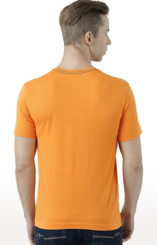 Huetrap Orange Mens Short Sleeve Graphic Printed Tshirt-HT17MKGRABZO01107