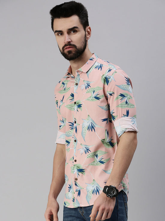 Men Spread Collar Printed Mauve Shirt-Lovisprint-1025-Mauve