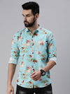 Men Spread Collar Printed Blue Shirt-Lovisprint-1026-Blue