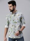 Men Spread Collar Printed Grey Shirt-Lovisprint-1027-Grey