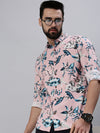 Men Spread Collar Printed Pink Shirt-Lovisprint-1029-Pink