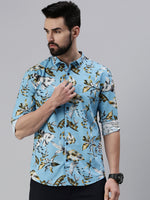 Men Spread Collar Printed Blue Shirt-Lovisprint-1030-Blue